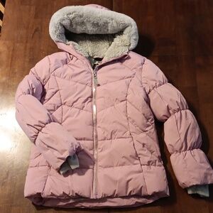 Girls ZeroXposur Amelia puffer jacket size 10/12 pink with grey fur liner